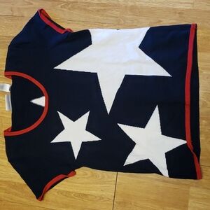 Vintage RWB star print patriotic short sleeve sweater size medium